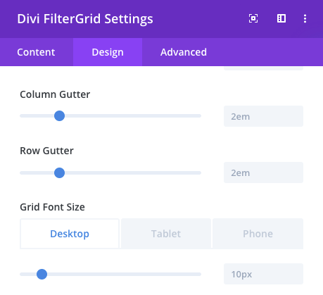 Divi FilterGrid CSS Grid Gap