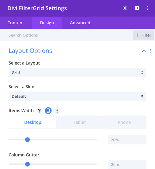 Divi FilterGrid CSS Grid Items Width